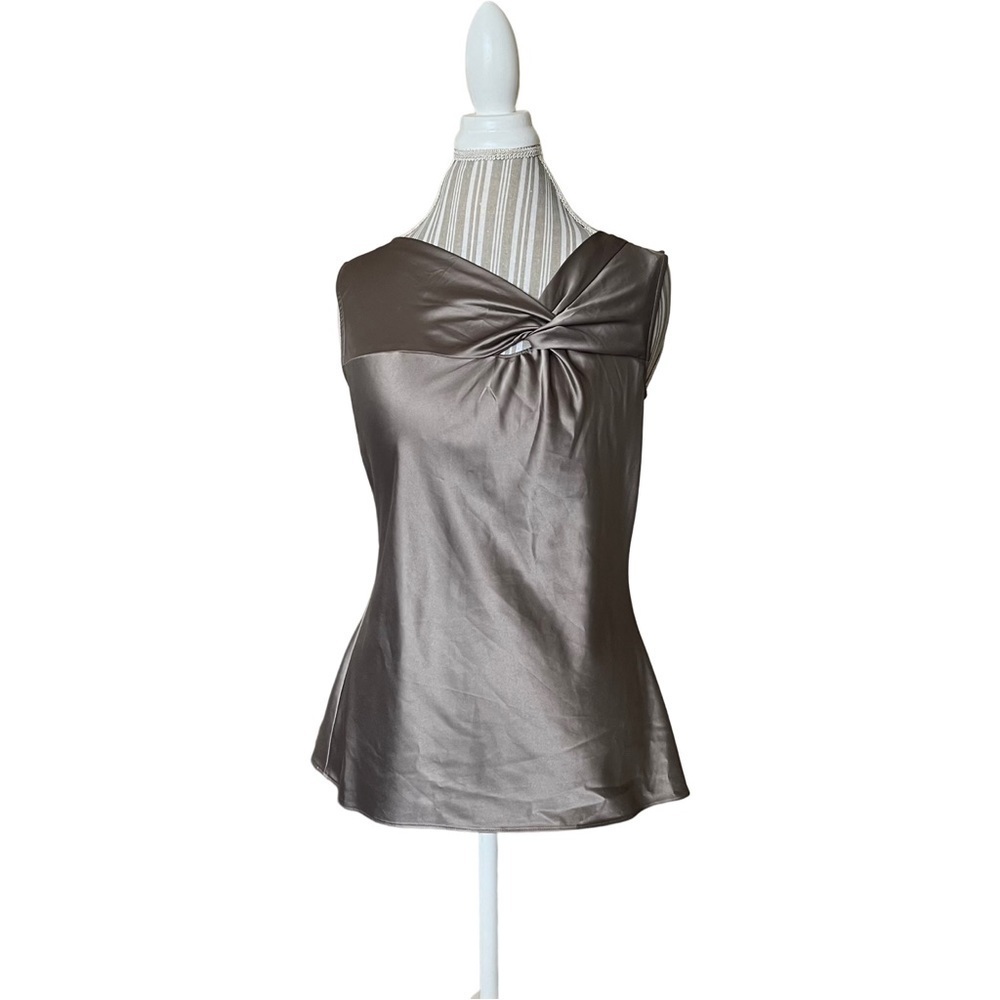 Ann Taylor LOFT Pewter Gray Silk Twist Career Office Blouse Top Small S
